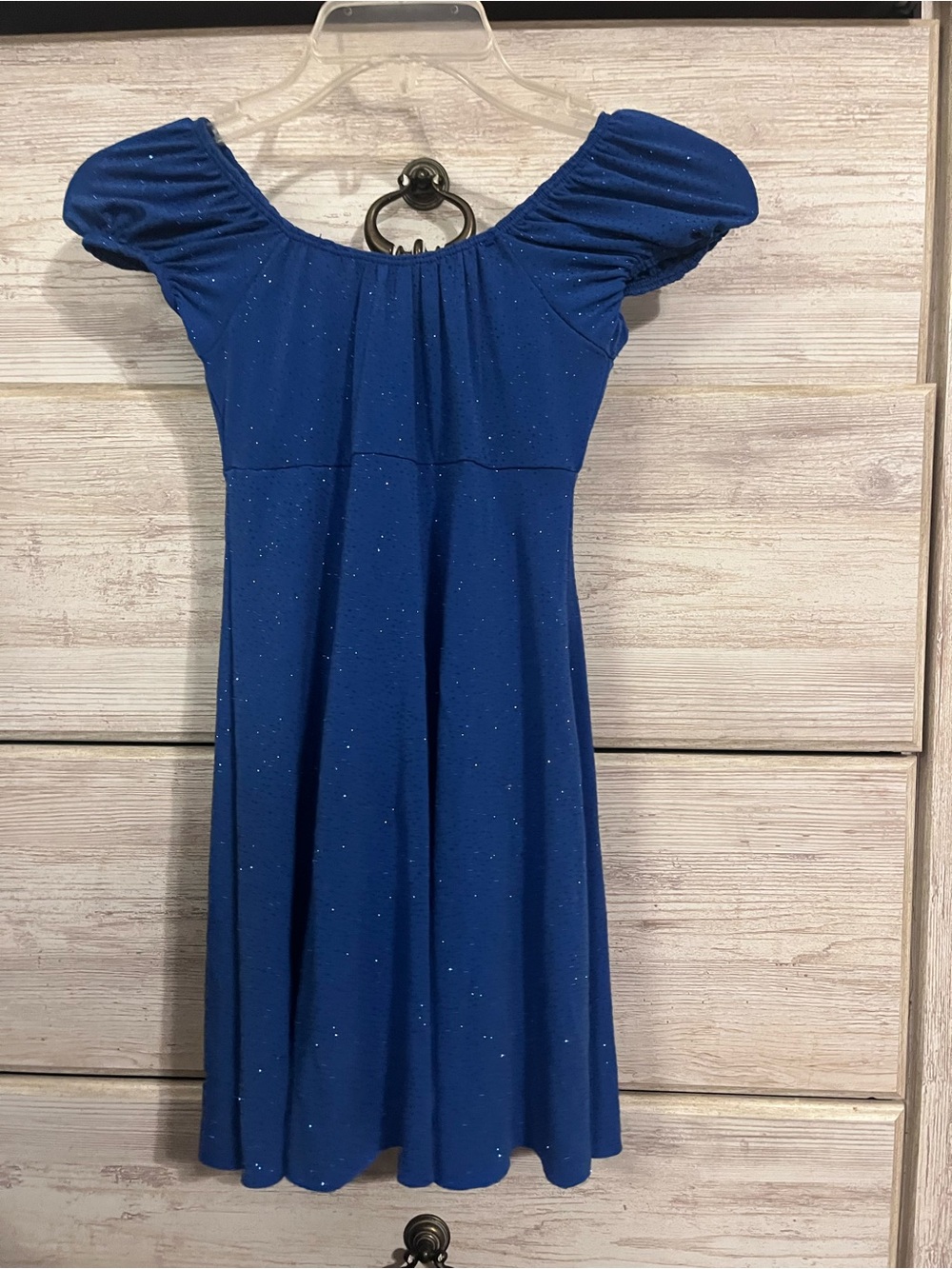 Blue Sparkle Puff-Sleeve Women’s leotard